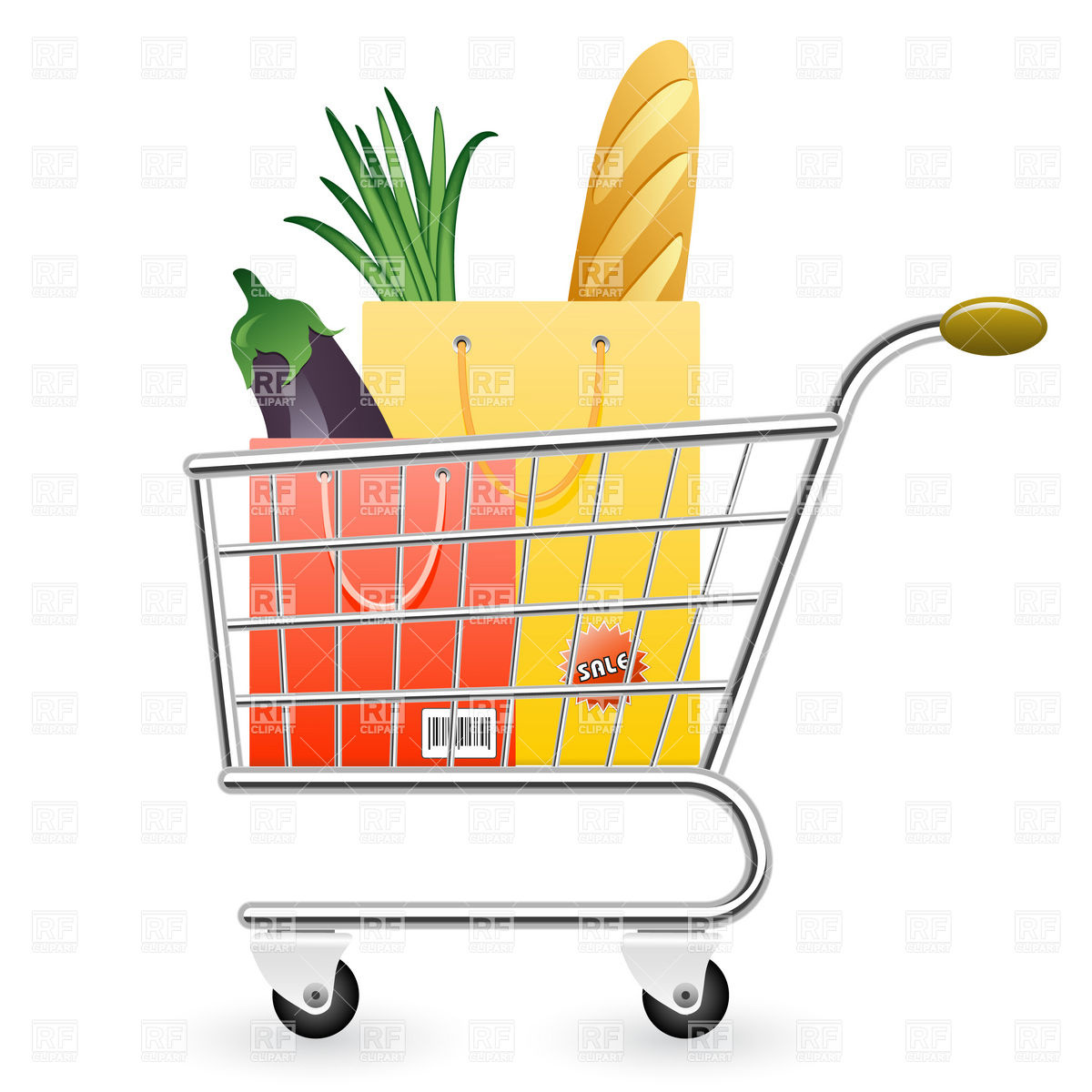 Shopping cart full of products Royalty Free Vector Clip Art Image 
