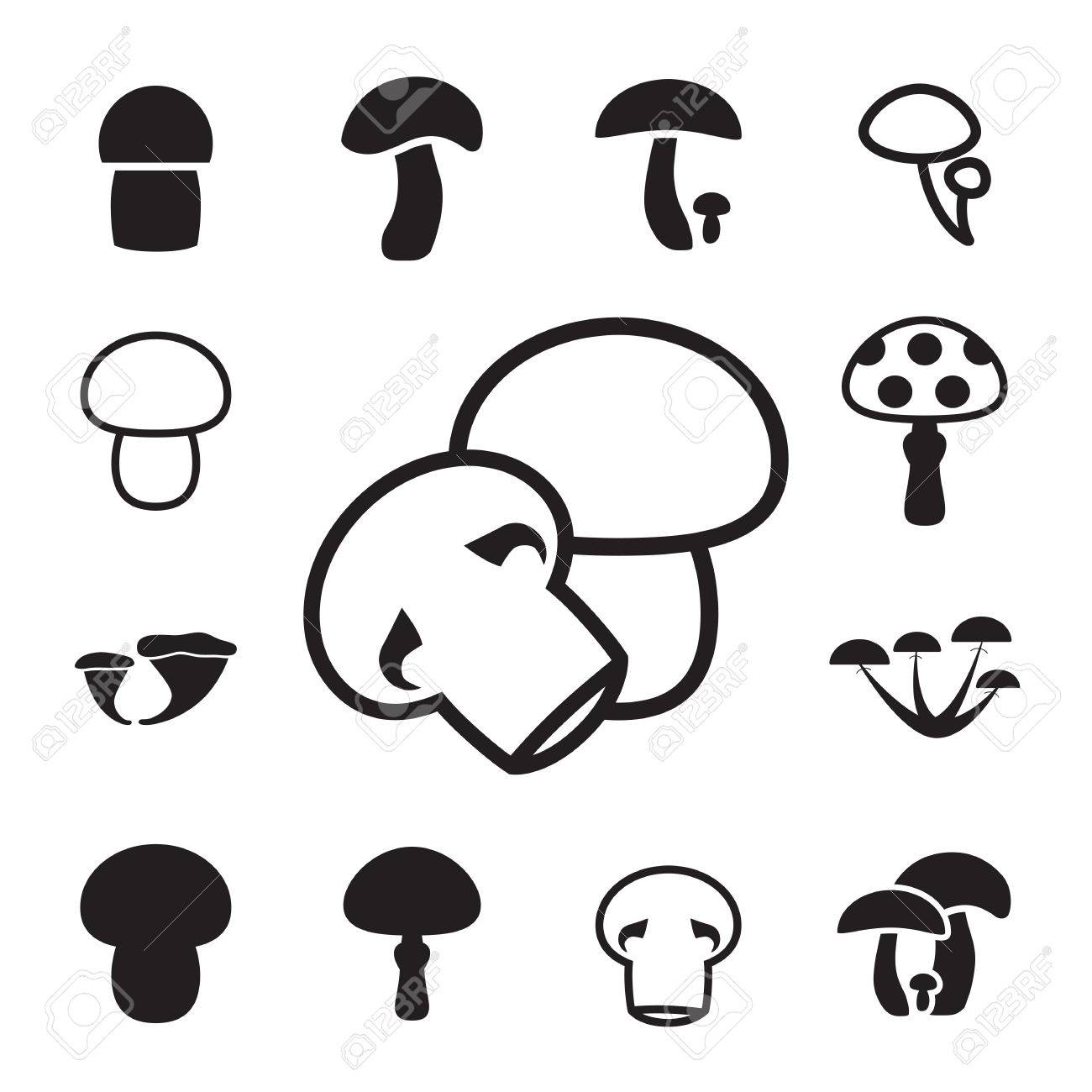 Mushroom Icon Or Logo Isolated . Fungus Symbol For Eco Design 