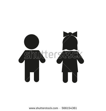 Girl boy Icon Vector. Flat simple Blue pictogram in a circle 