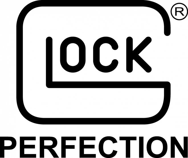 Glock on gray background. Flat icon. Stock image and royalty-free 