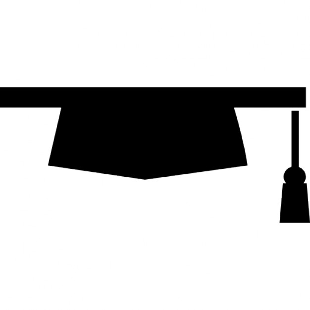 Mortar board or graduation cap, education symbol. blue icon 