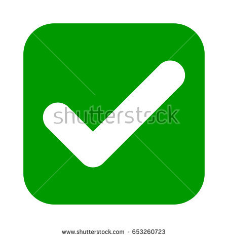 Green tick check mark icon simple style Royalty Free Vector