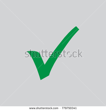 Simple flat green checkmark, tick icon on white eps vectors 