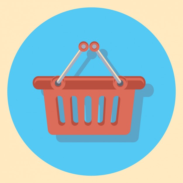 Grocery Shopping. Basket, Store, Food And Drinks Icon. Cartoon 