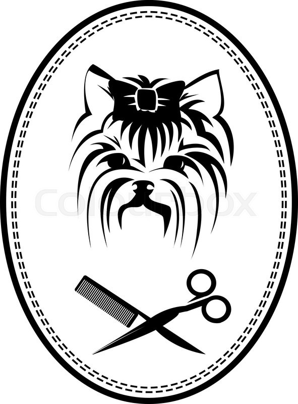 Poodle Dog, Scissors And Comb Black Icon Stock Vector 