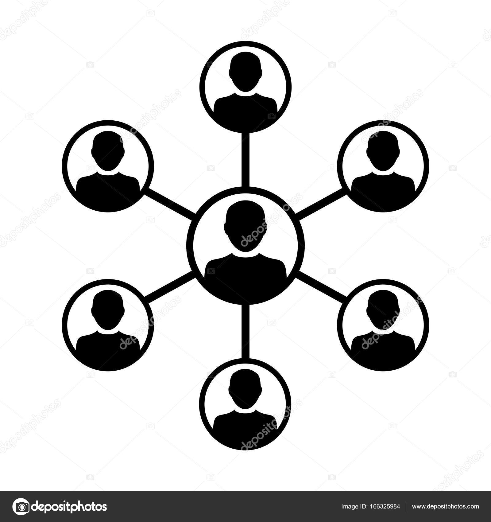 Thin lines connection people group icon outline of