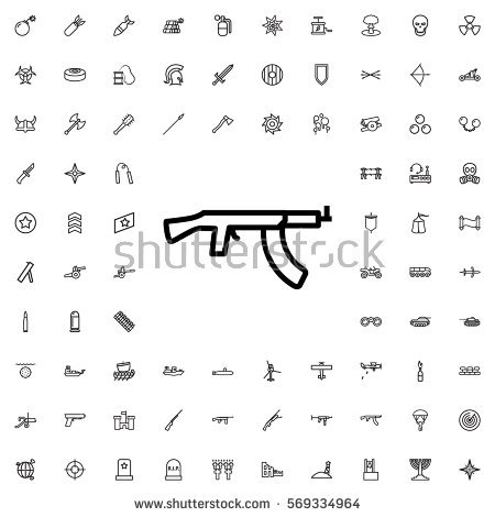 The Gun Icon. Pistol And Handgun, Weapon, Revolver, Shot Symbol 