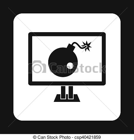 Computer hacker icon in black style isolated on white vectors 
