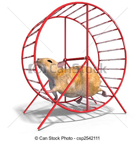 3d white people. businessman in a hamster wheel. isolated stock 