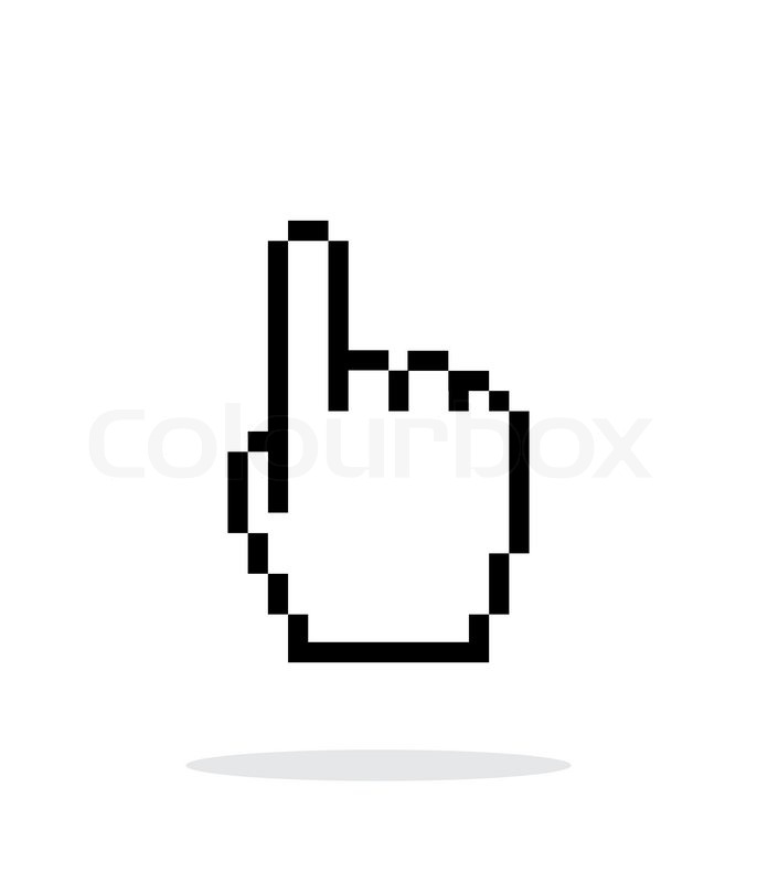 One finger. Pixel hand cursor icon on white background. Vector 