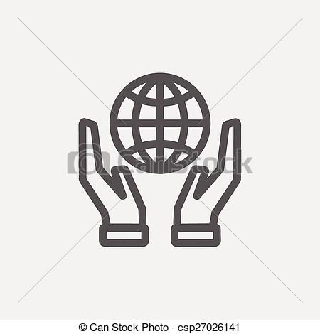 hands holding globe clipart icons