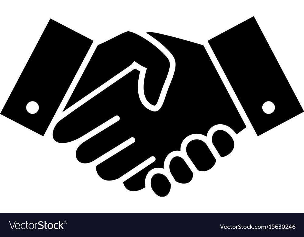 Handshake. Black flat icon in a circle. Business, agreement 
