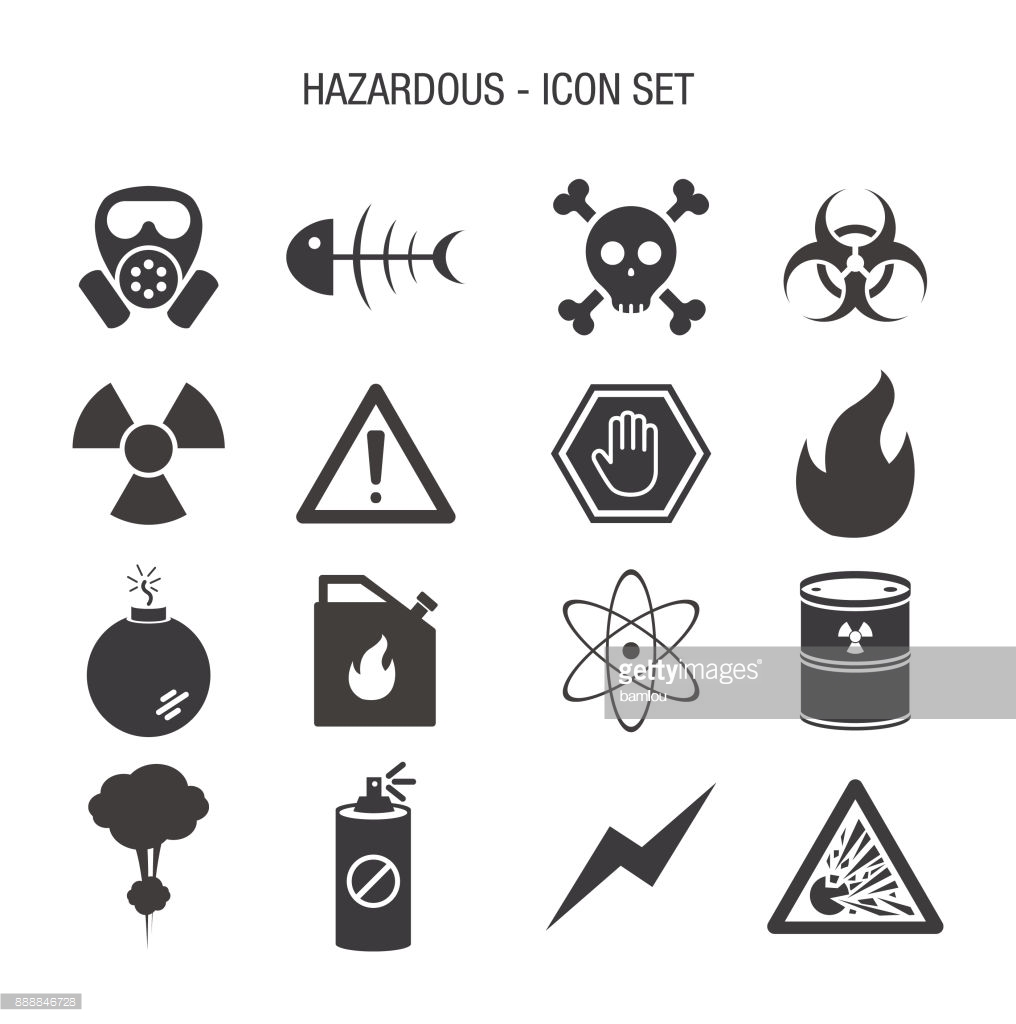 Hazardous danger warning sign with biological hazard symbol 