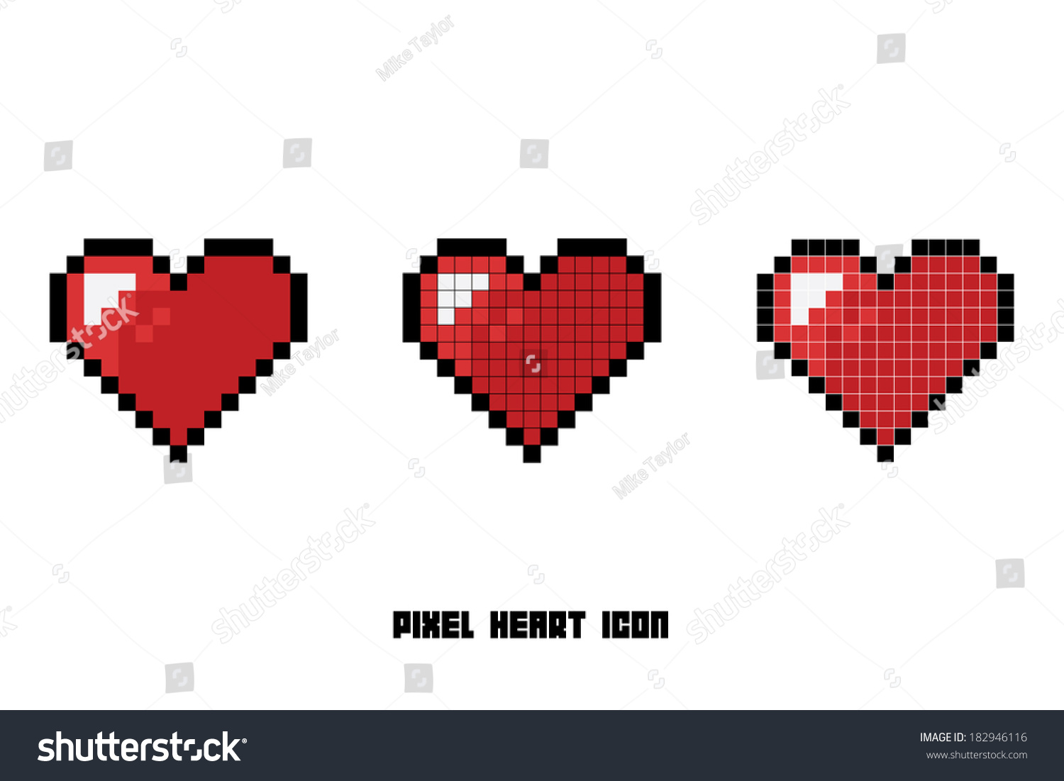 Vector Heart Pixel Icon Pattern Stock Vector 246133912 - 