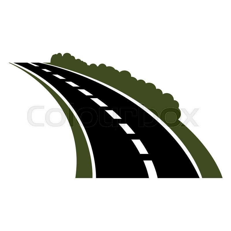 Winding paved road or highway icon. Modern paved road or 