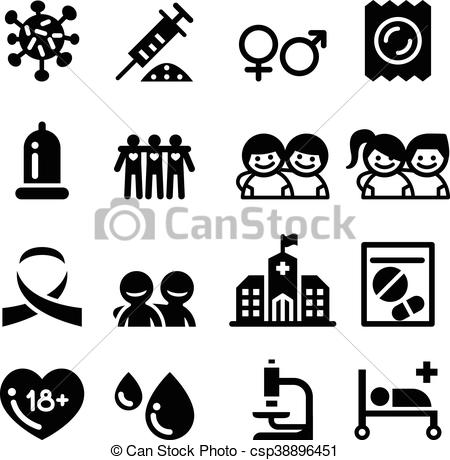 Red Ribbon AIDS, HIV And Male Female Sign Icon Flat Color Design 