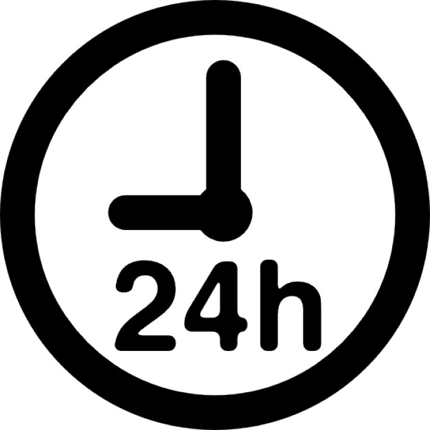 Phone 24 hours icon in flat style Royalty Free Vector Image