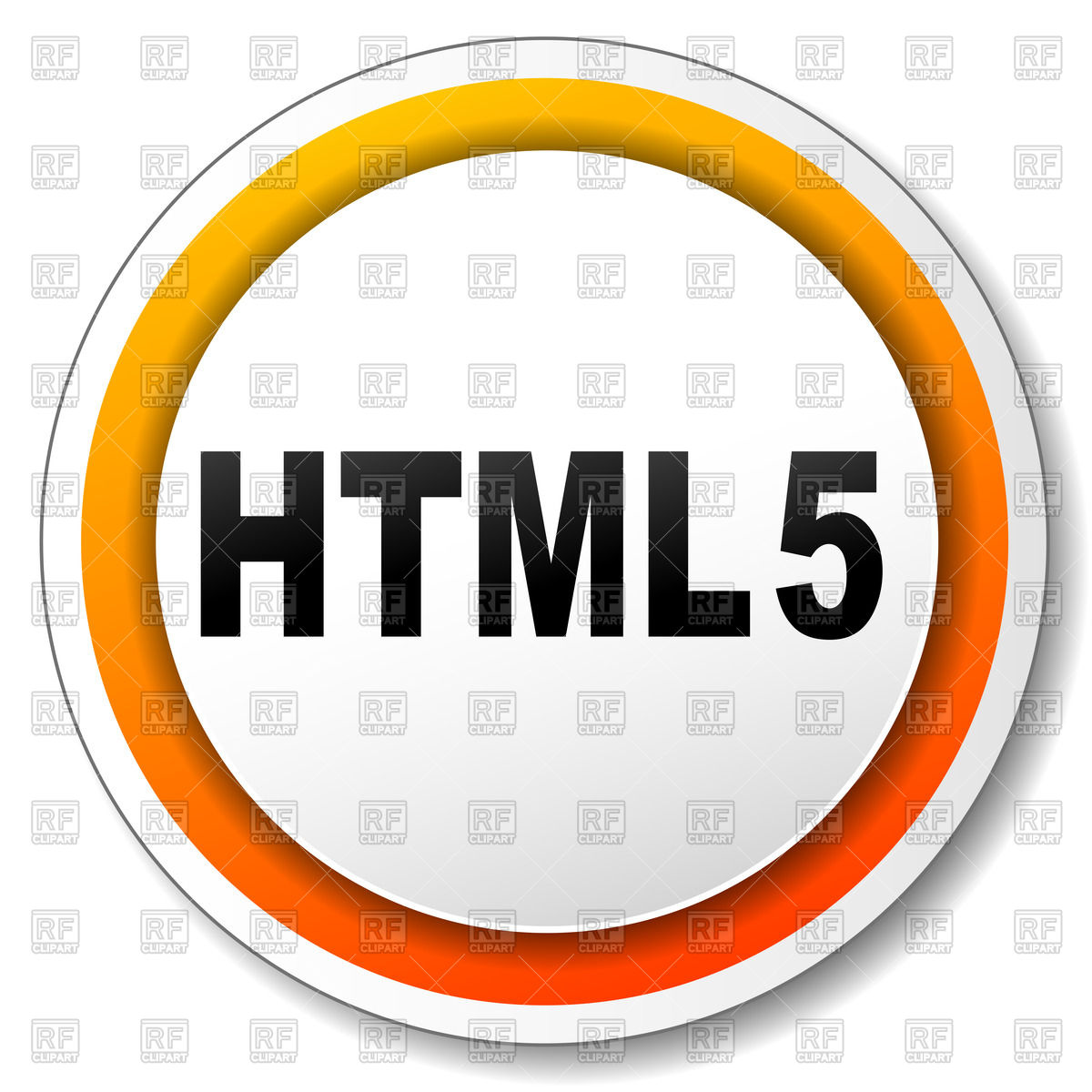 Social Media Html5 Icon  Style: Flat Circle White On Orange