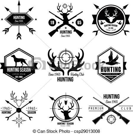 Hunting black simple icons set for web and mobile devices vector 