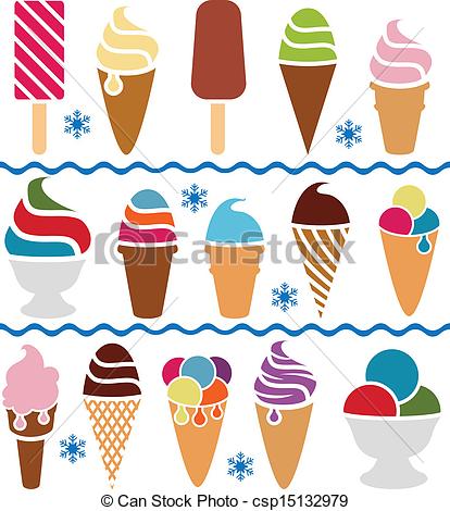 Vector Icon Set Of Yummy Ice Cream Stock Vector - Illustration of 