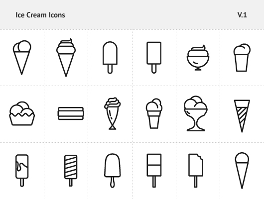Vector ice cream icons. Vector isolated colorful ice cream 