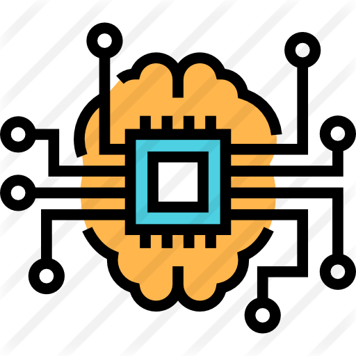 Artificial Intelligence Brain Chip Flat Icon For Apps And Websites 