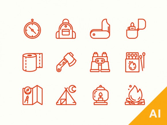 Vector Free Camping Icon Set - Download Free Vector Art, Stock 