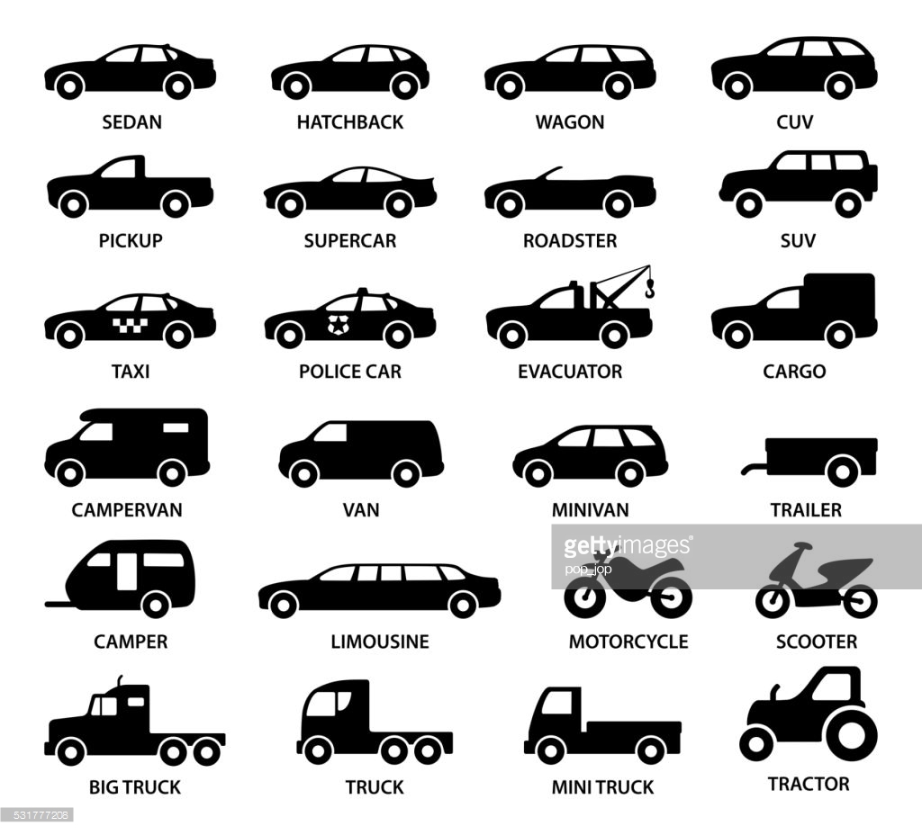 Типы кузовов легковых автомобилей иконки