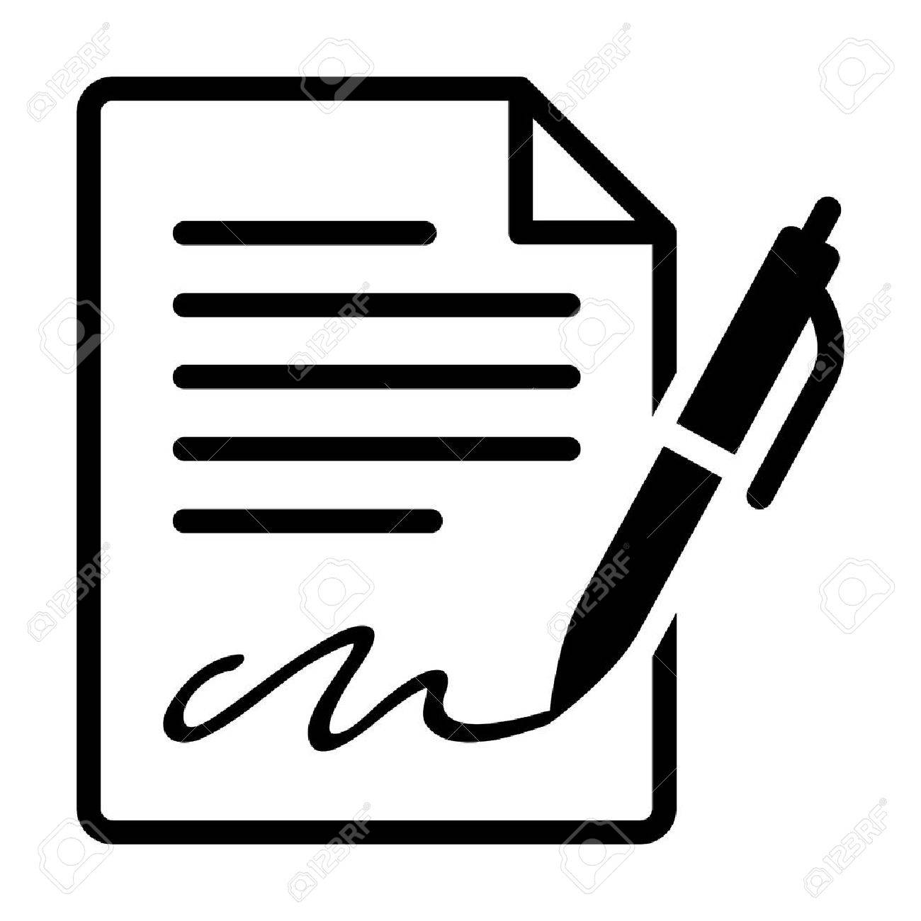 Pen Signing A Contract Line Art Icon For Business Apps And 