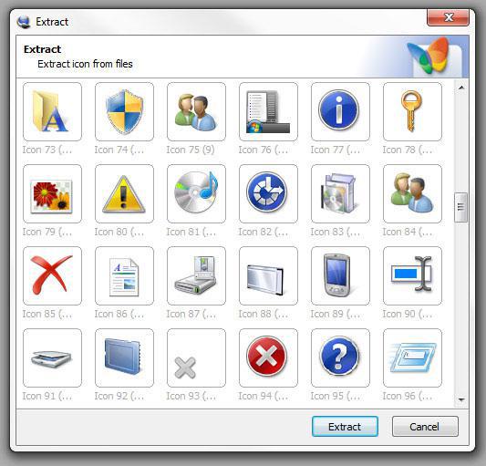 Windows icons - the C:\\Windows\\System32\\imageres.dll file contains 