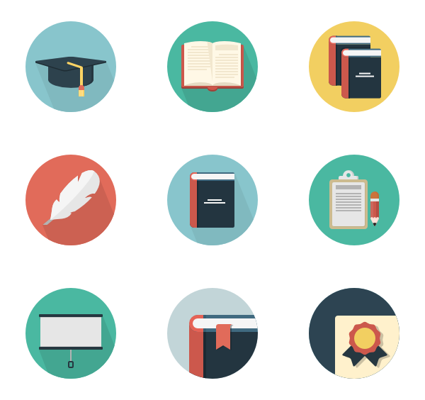 Retro round book icons - Vector Icons free download