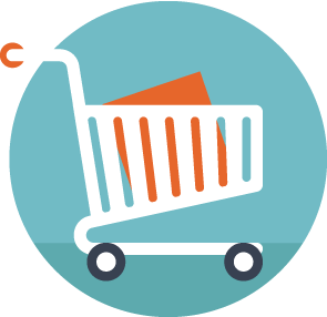 Buy, cart, circular, modern, purchase, red, shopping, tray icon 