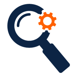 Configuration, find, gears, magnifying glass, search, search 