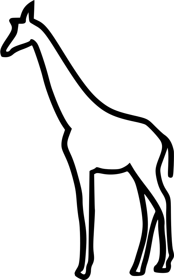 Mammal,Giraffe,Line art,Giraffidae,Terrestrial animal,Wildlife,Coloring book,Animal figure,Clip art,Tail,Black-and-white,Graphics,Mane