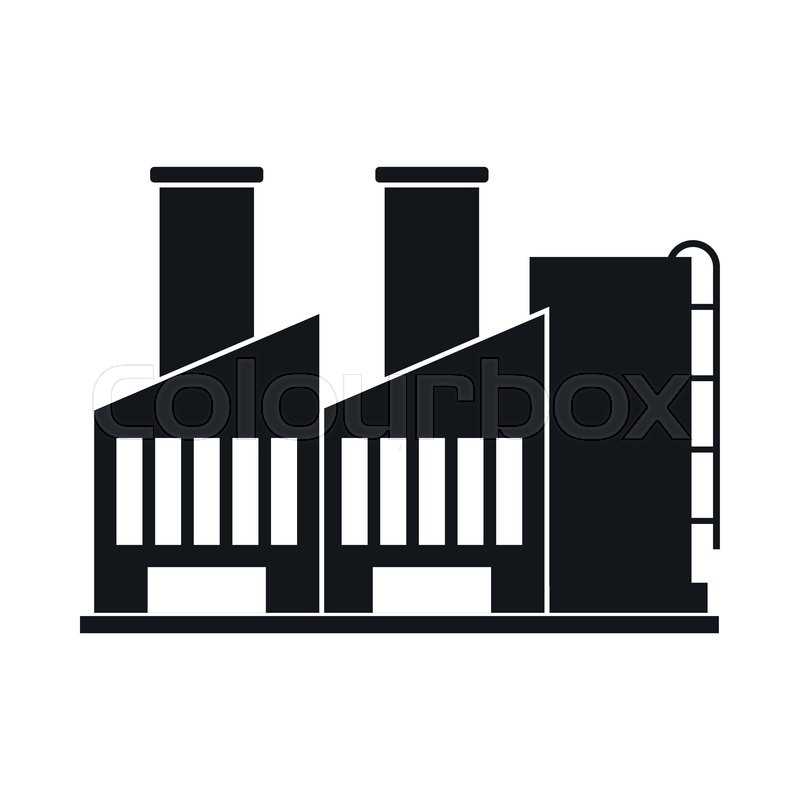 Industrial plant or factory building icon. Vector Illustration 