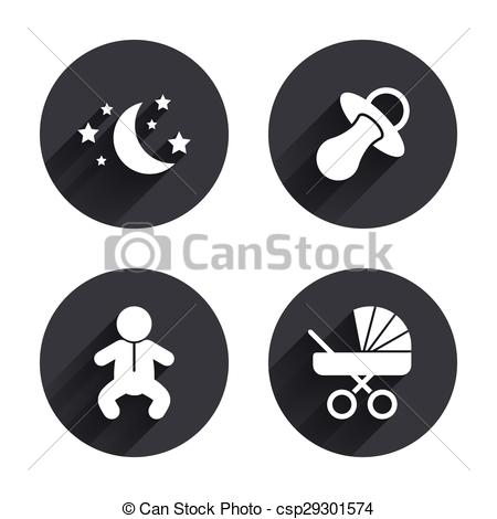 Moon and stars Baby infant icon Buggy dummy Vector Image