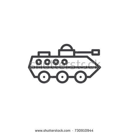 Line Flat Plain Vector Icon Infantry Assault Army Tank. Military 