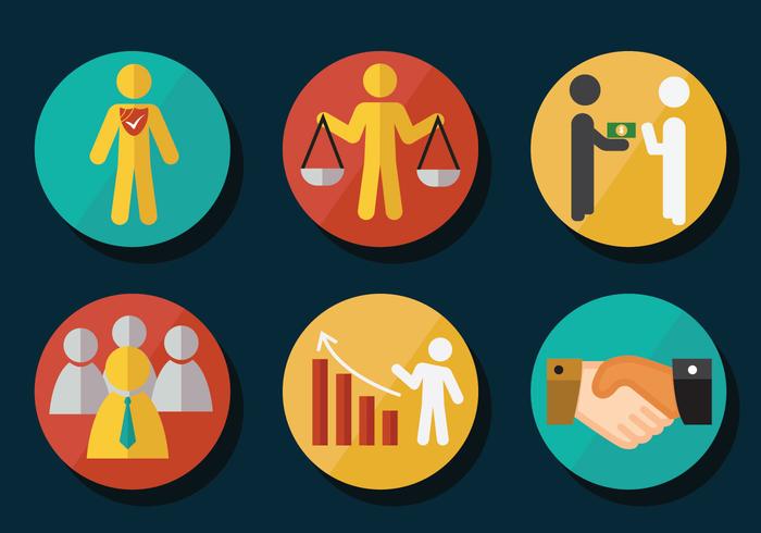 Core values - mission, integrity value icon set with vision 