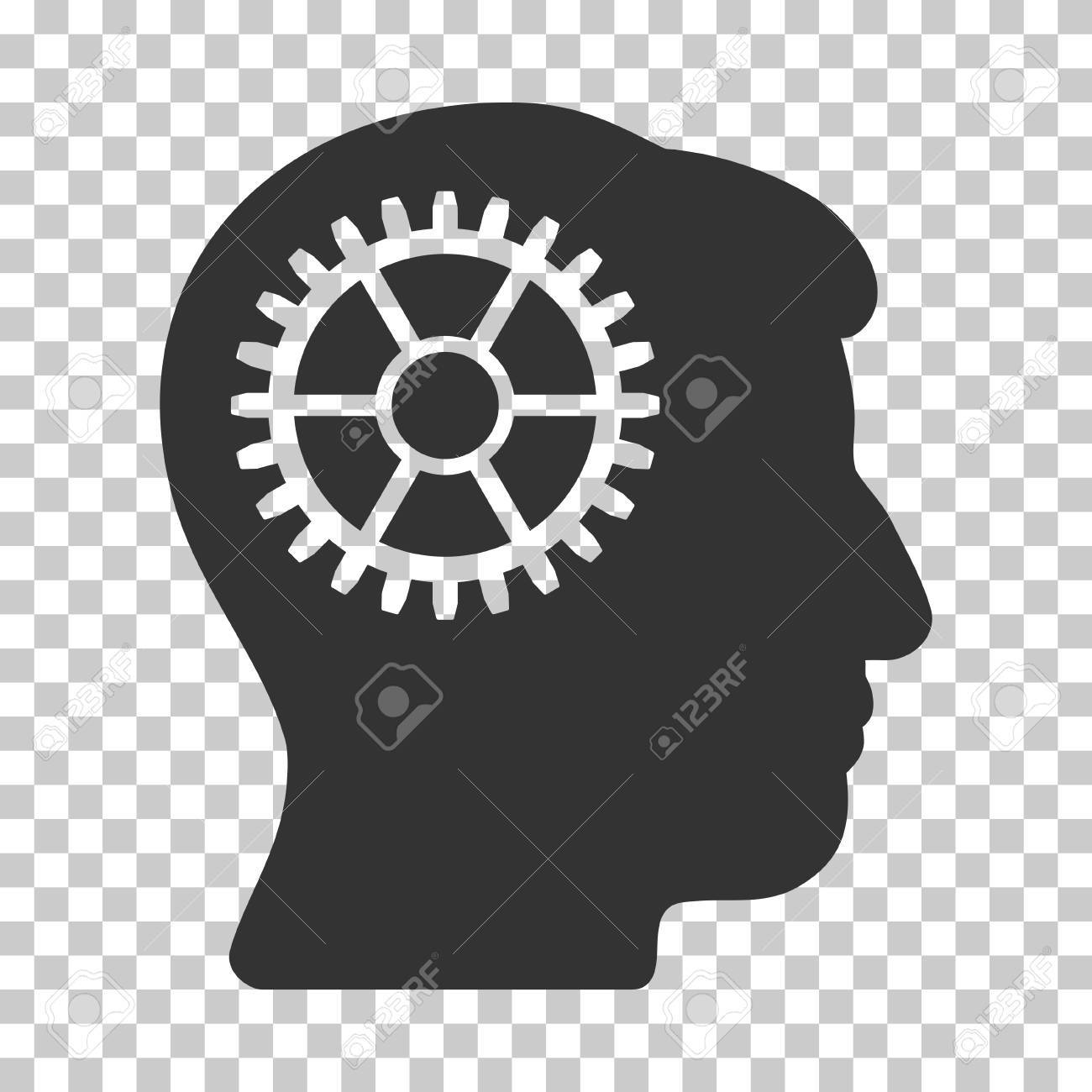 Intellect vector icon. Style is flat symbol, yellow color, rounded 