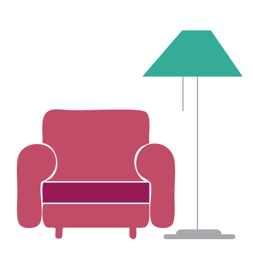 Desk, floor lamp, furniture, indoor, interior, office, table icon 