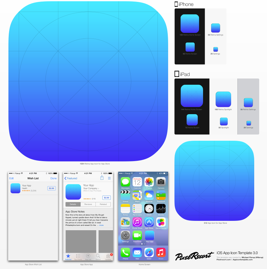 iOS7 / iOS8 / iOS9 App Icon Generator PSD by Cory Lamont in Icons 