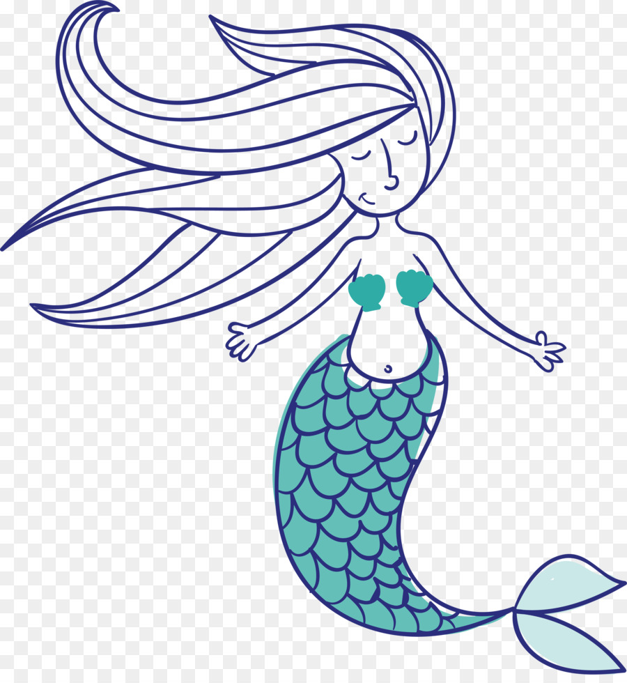 Mermaid,Fictional character,Line art,Aqua,Cartoon,Mythical creature,Illustration,Organism,Tail,Wing,Art