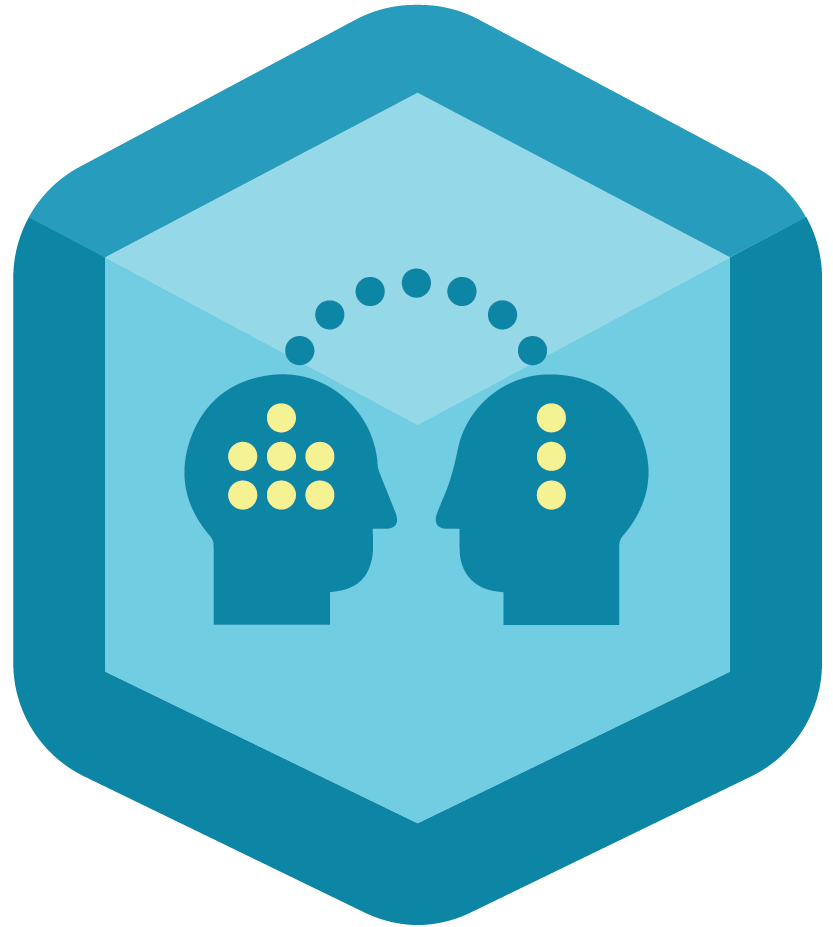 Symbol of knowledge sharing between two individuals. eps vector 