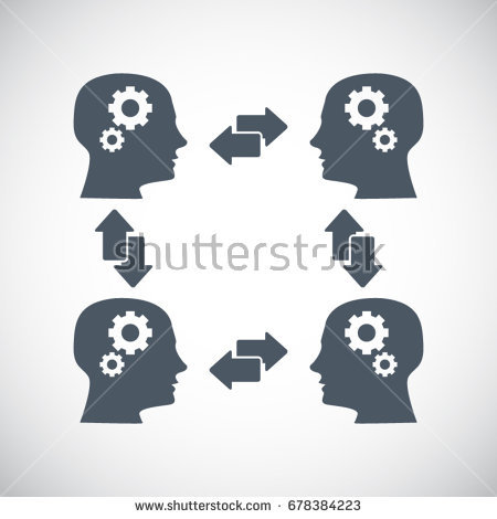 Icon Knowledge Ideas Sharing Between Two Stock Vector 414271216 