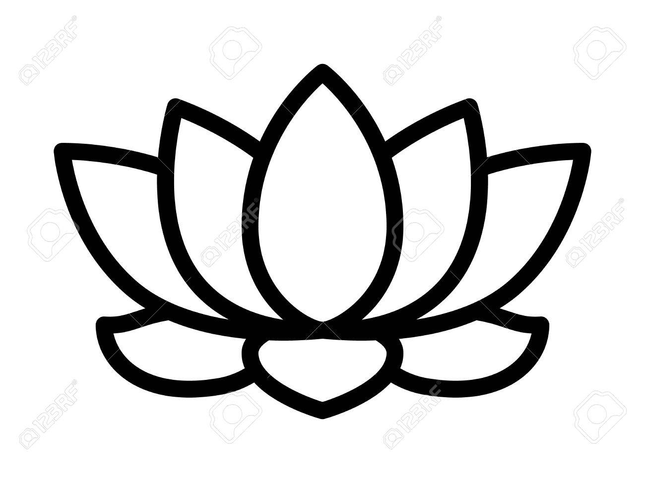Lotus Flower Icon In Flat Style Stock Vector - Illustration of 