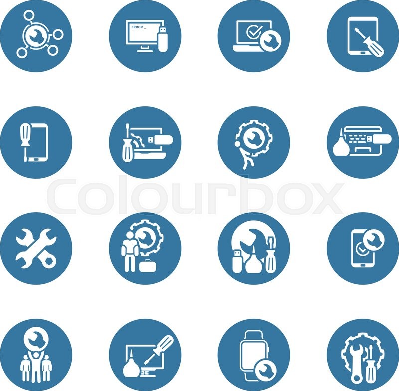Maintenance Icon Flat Round Button Long Stock Vector 273571766 