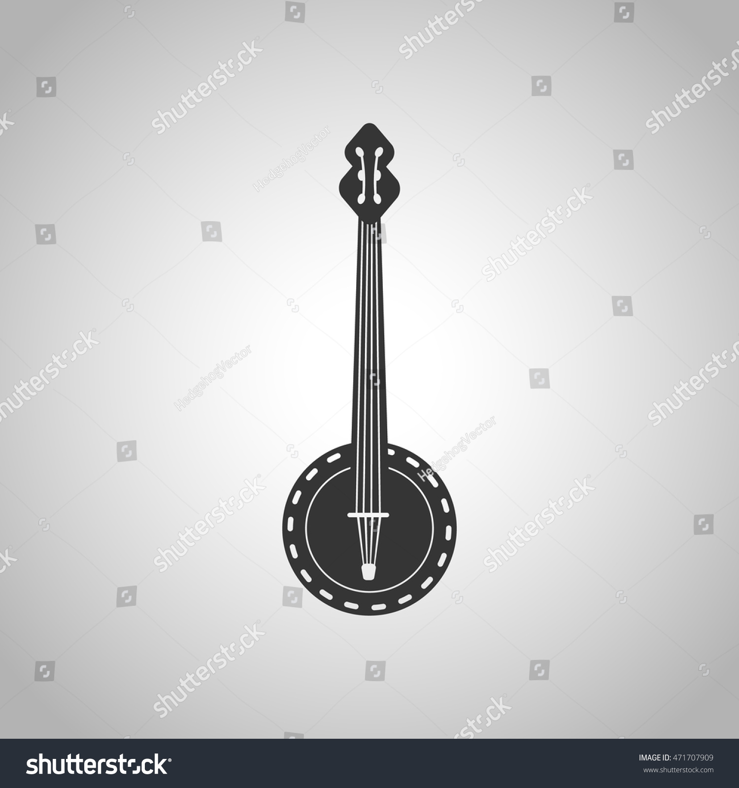 Italian Mandolin Icon In Outline Style Isolated On White 