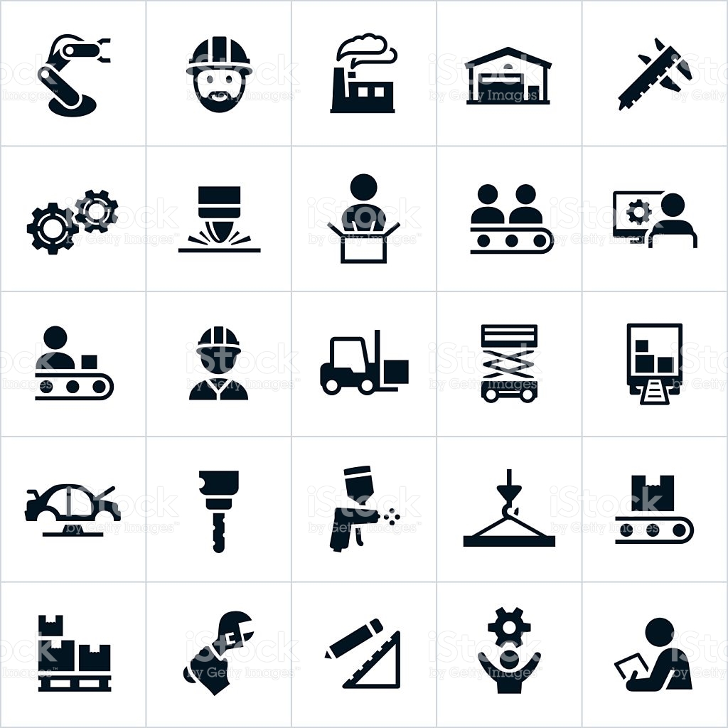 Manufacturing plant line icon. Vector factory concept simple 