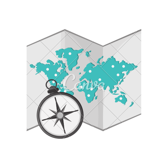 Map and compass icon stock vector. Illustration of drive - 16094006