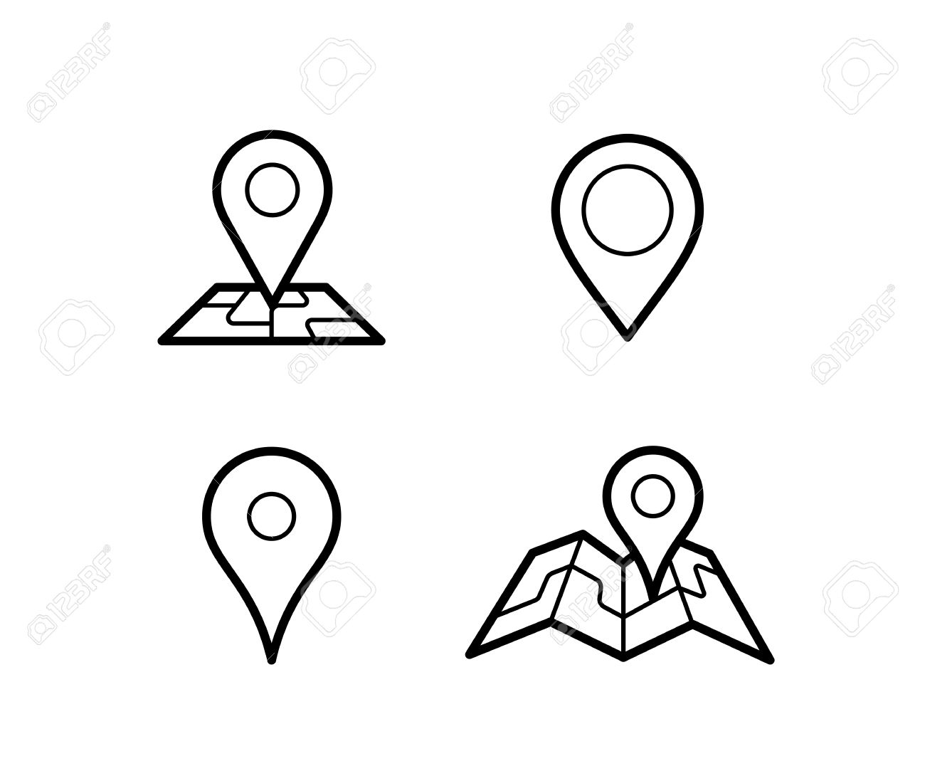 Blue Map And Pin Icon. Vector Icon For Contact Web Page. Map 
